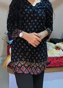Black Printed Kurta