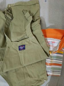 Cute Baby Overalls &amp; Striped Tee Set