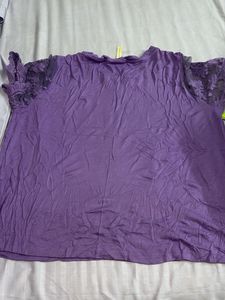 Purple Lace Sleeve Top