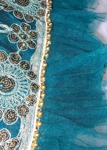 Teal Embroidered Dress Material