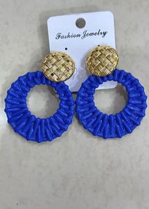 green and royal blue earrings