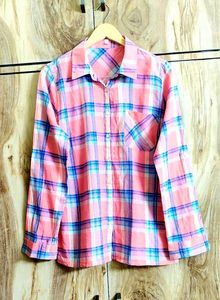 Pink Printed Cotton Shirt  Size-38