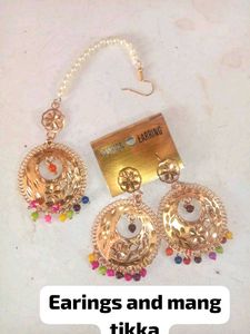 Punjabi Trending Earings And Mang Tikka Set