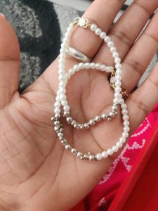 Pure Silver Pearl Bangles For Kid's