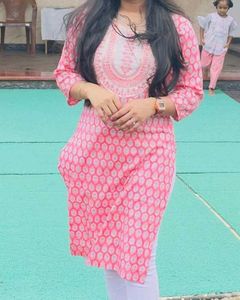 Elegant Pink Printed Kurta