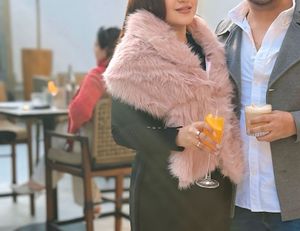 Pink Faux Fur Shawl/ Jacket wore once