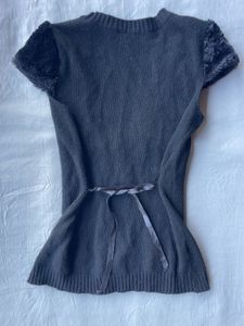 Black Button-Up Knit Top