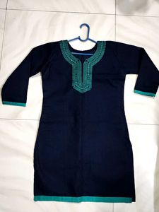 Navy Blue Embroidered Kurta