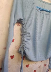 Cute Light Blue Long Sleeve Top