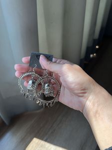 Silver Jhumka Hoop Earrings