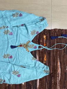 Elegant Blue Printed Kurta Set