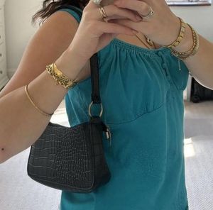 Black Glossy Y2k Baguette Bag