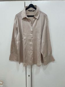 🥂 Golden Hour Luxe: ZARA Champagne Satin Blouse