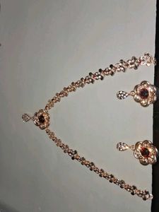 Rose Gold Necklace &amp; Earring Set