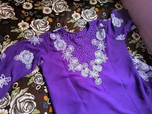 Purple Embroidered Dupatta