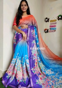 🍁Pure n most trending 3Dchanderi Lenin jute Saree