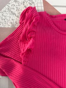 Pink Ruffle Sleeve Top
