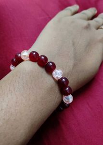 Red &amp; Crystal Beaded Stretch Bracelet