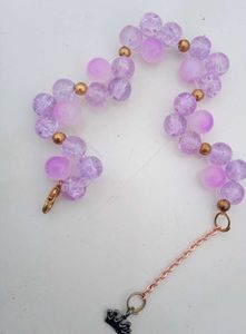 Purple Beaded Bracelet with Crown Charm