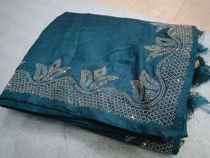 Elegant Teal Embellished Saree
