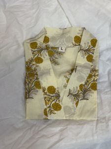 Floral Yellow Short Kurti/Top