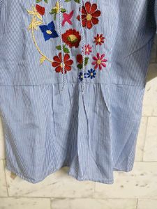 Striped Embroidered Top