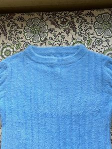 Blue Fuzzy Knit Sweater