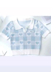 Blue Heart Checkered Polo