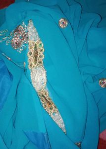 Elegant Blue Embellished Saree