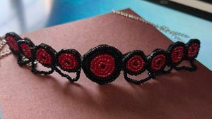 Red &amp; Black Beaded Choker