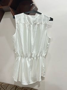 White Sleeveless Zip-Up Top