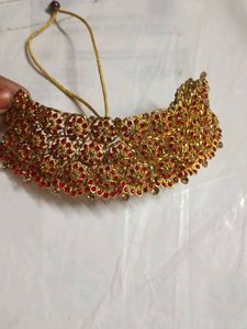 Red & Gold Floral Choker
