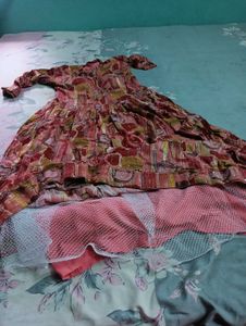 Pink Abstract Print Maxi Dress