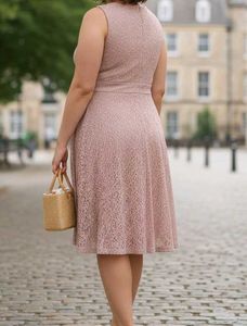Dusty Rose Lace Fit &amp; Flare Dress