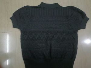 Crochet Knit Top - Jet Black Colour