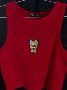 Red Graphic Print Tank Top