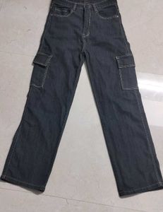 Dark Black Cargo Jeans
