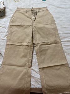Beige Wide Leg Pants