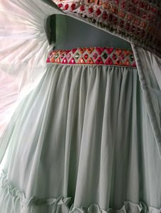 Elegant Bottle  Green Embroidered Dress