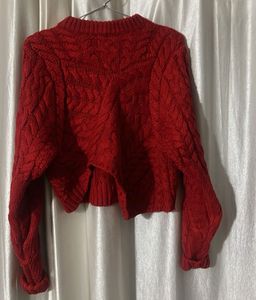 Red Knit Cropped Sweater