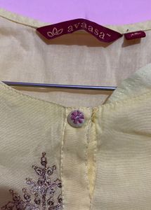 Yellow Embroidered Kurti