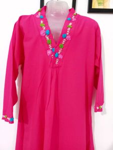 Pink Embroidered Kurta