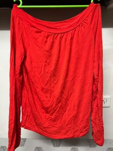 Red Long Sleeve Top Off Shoulder ❤️❤️