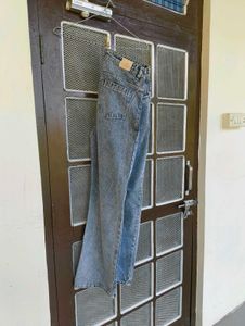 Acid Wash Wide Leg Straight Jeans