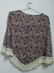 Floral Print Cape Style Top