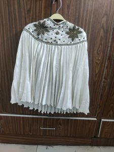 Ivory Pleated Mini Skirt