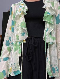 Floral Ruffle Sheer Top
