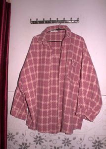 Pink Plaid Flannel Shirt Woollen