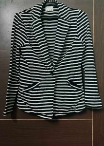 Black &amp; White Striped OvercoaT