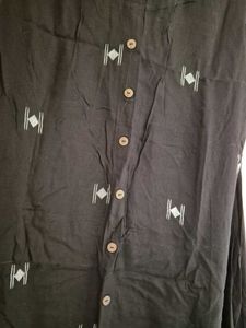 Women&#39;s Cotton Printed Black Hand-Print Kurta Set|